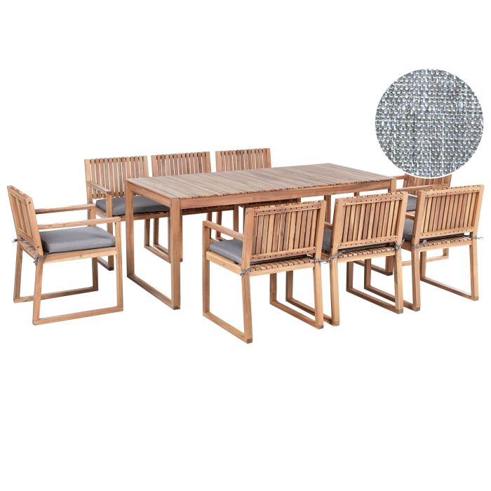 ARBOR 8 Seater Garden Dining Set with Cushions - Grey Melange
