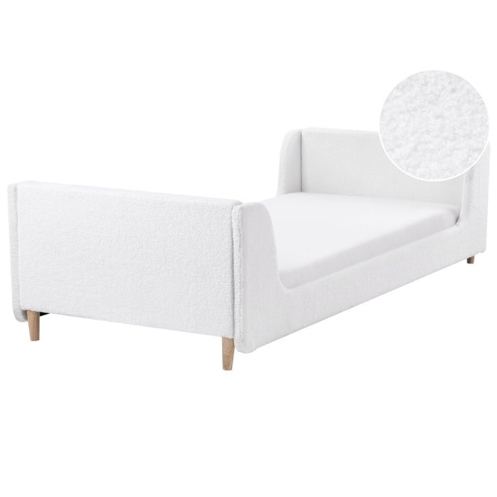 KAYE Kids Bedframe Boucle 90 x 200cm EU Single Bed Off-White