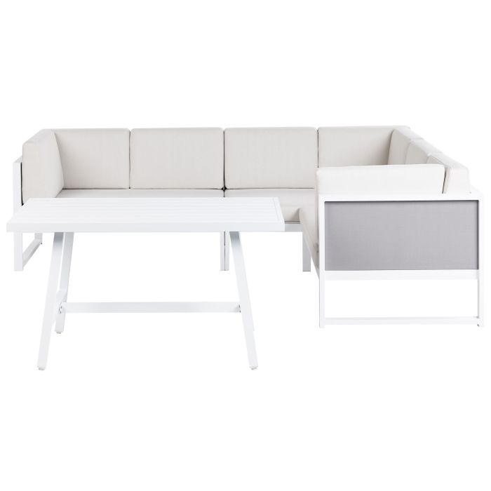 Garden Corner Sofa with Table 6 Seater CASTELLA/FRATTE Left Hand Metal Off-White