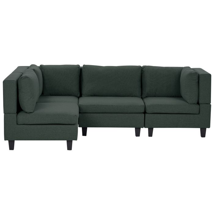 4 Seater Right Hand Modular Fabric Corner Sofa Dark Green UNSTAD