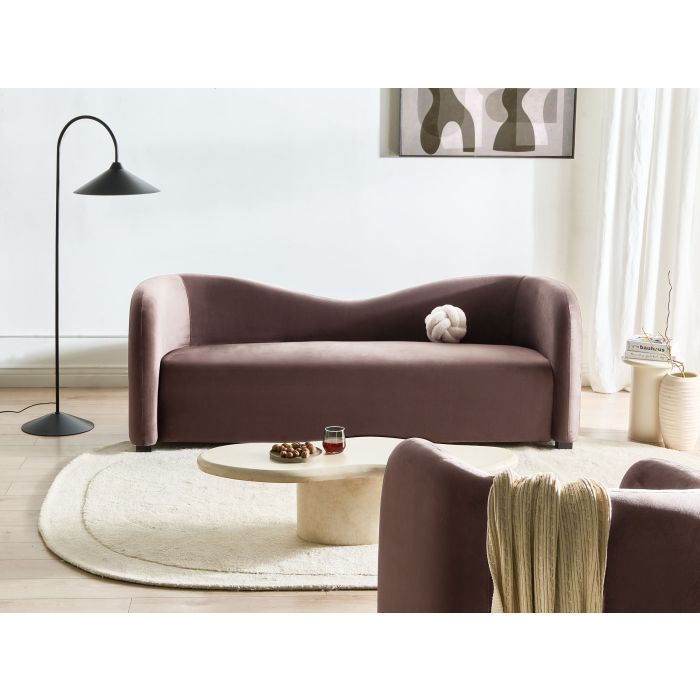 CLEYBOURNE Velvet 3 Seater Sofa - Dark Brown