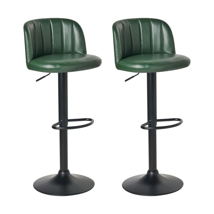 GILDENMERE Faux Leather Swivel Bar Stools Set of 2 - Green