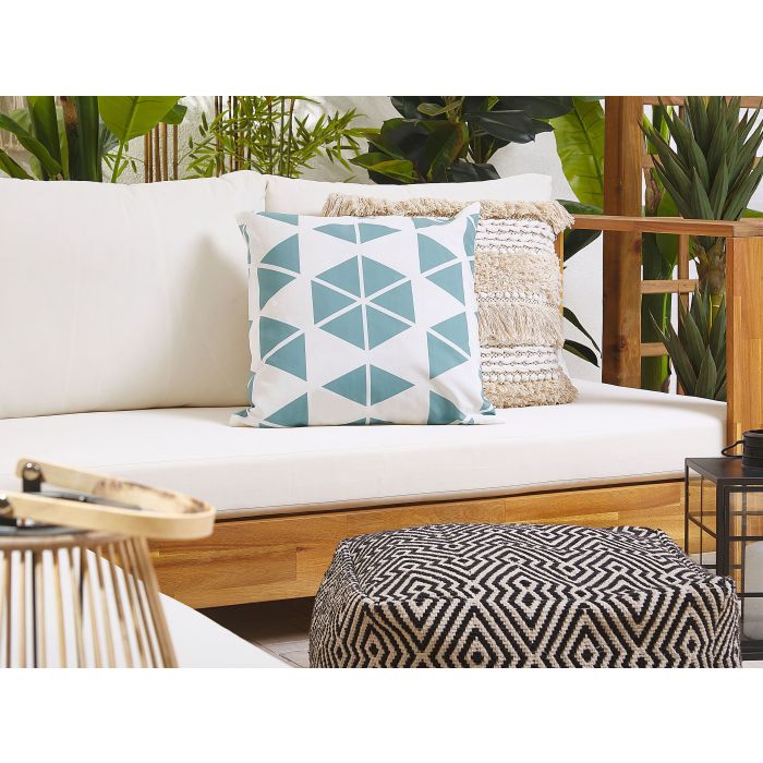 LACOVI Fabric Cushion Geometric Pattern - White