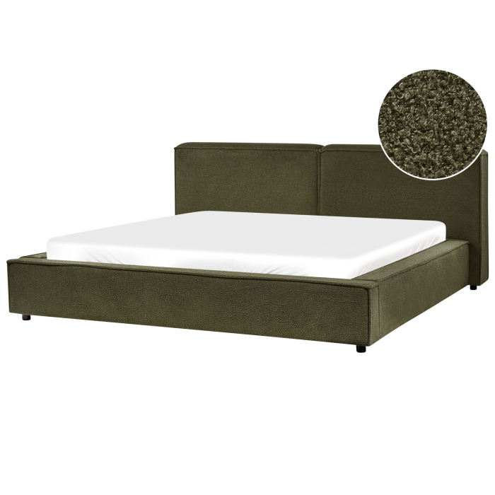 LINARSD Super Kingsize Boucle Fabric Waterbed - Dark Green