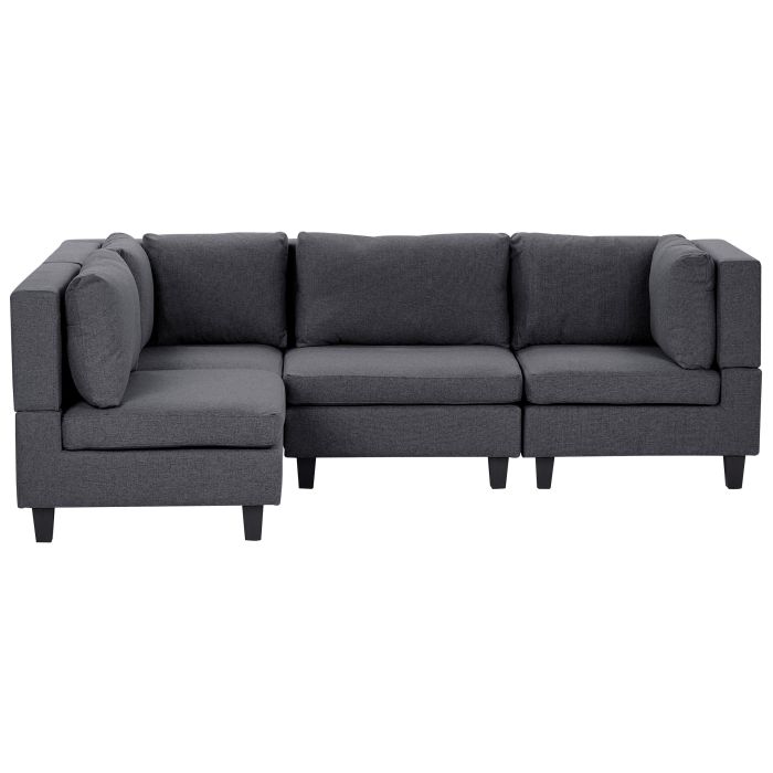 4 Seater Right Hand Modular Fabric Corner Sofa Dark Grey UNSTAD