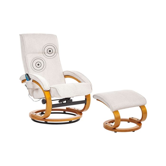 Massage Chair HERO with Footstool Fabric Light Beige