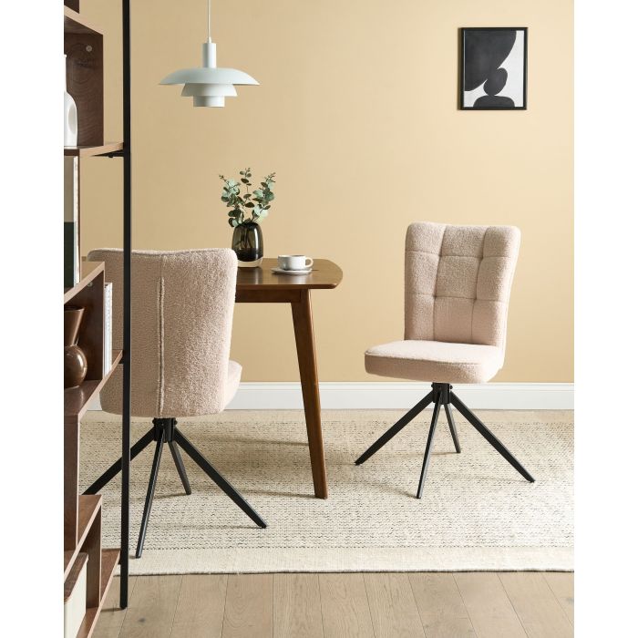 DAXUFA Boucle Dining Chairs Set of 2 - Light Beige