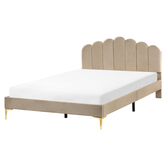 LORYN Kingsize Velvet Bedframe - Taupe
