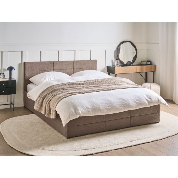 MASSOGNES EU Kingsize Ottoman Boucle Bedframe - Taupe