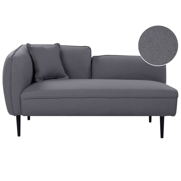 Left Hand Boucle Chaise Lounge Dark Grey CHEVANNES
