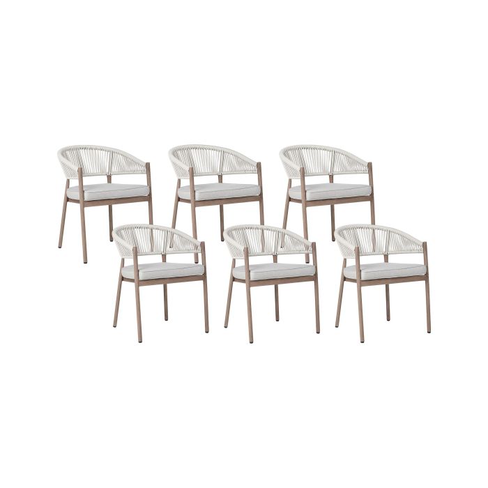 Set of 6 Garden Chairs with Cushions FLAVIA Metal White