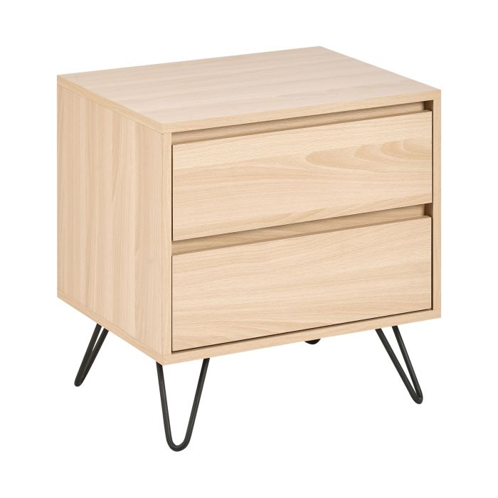 RANDERS 2 Drawer Bedside Table Light Brown