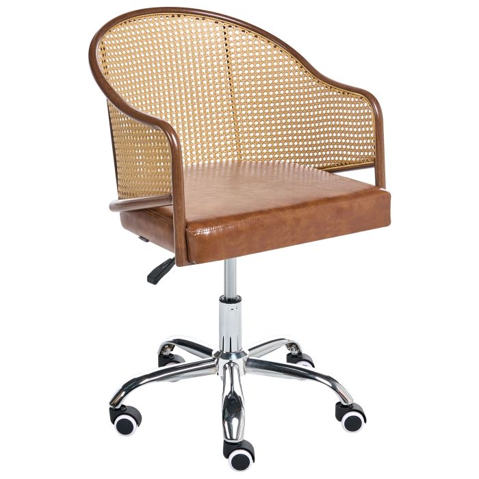 LANGTHORPE Faux Leather Office Desk Chair - Brown