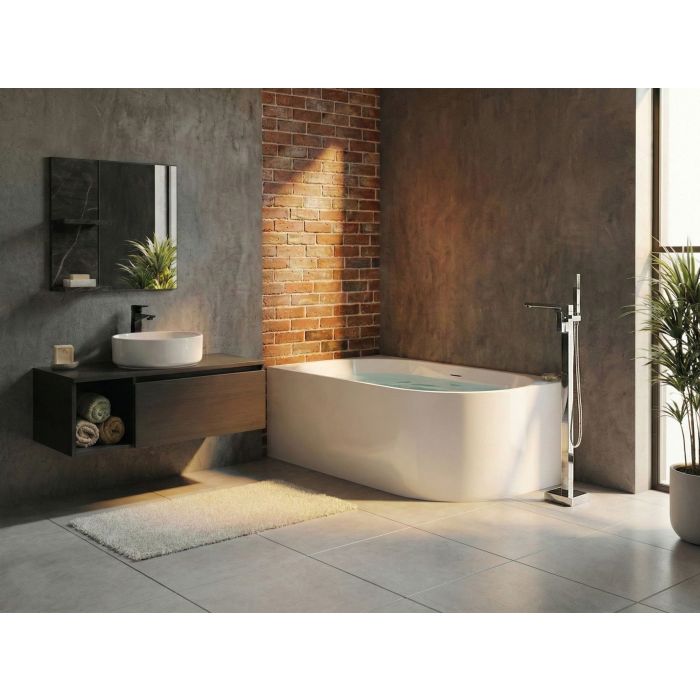 CEPARO Corner Bath Tub Right Hand - White
