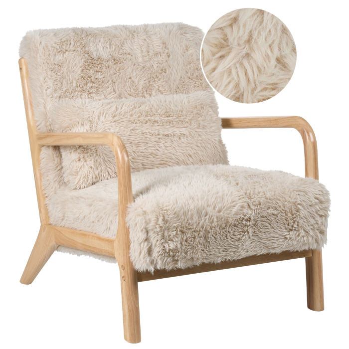 GREVISTON Faux Fur Armchair - Light Beige