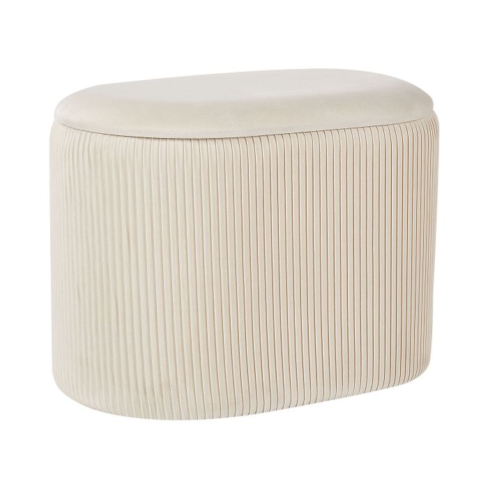 Velvet Storage Pouffe Light Beige RICHLAND