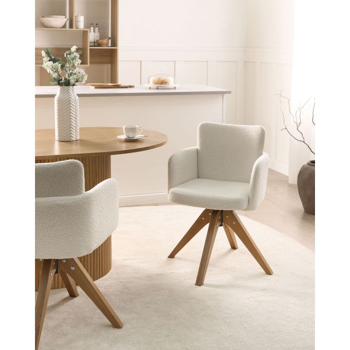 DAQEXI Boucle Dining Chairs Set of 2 - Off White
