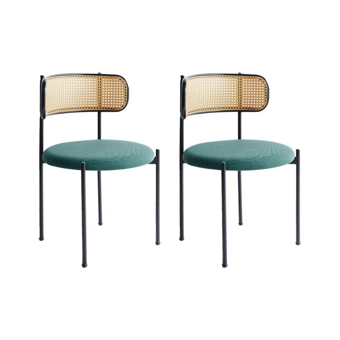 AODNVER Set of 2 Dining Chairs Metal Green