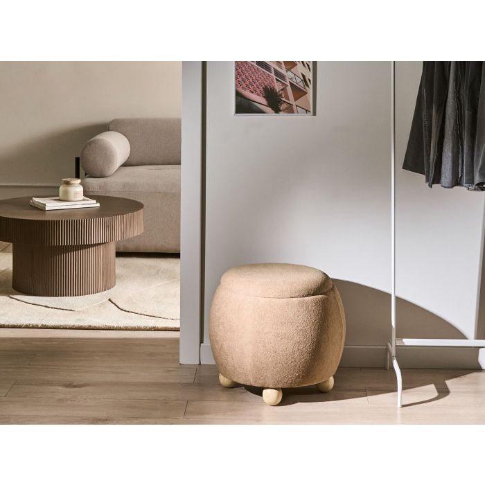 NAQEXI Boucle Ottoman Storage Pouffe - Light Brown