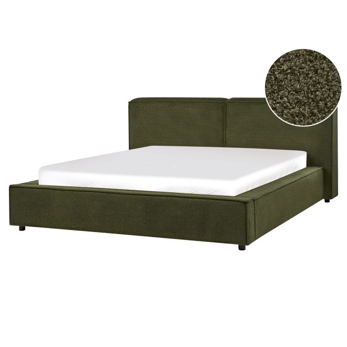 NEWARD Bedframe Boucle 160 x 200cm EU Kingsize Bed Dark Green