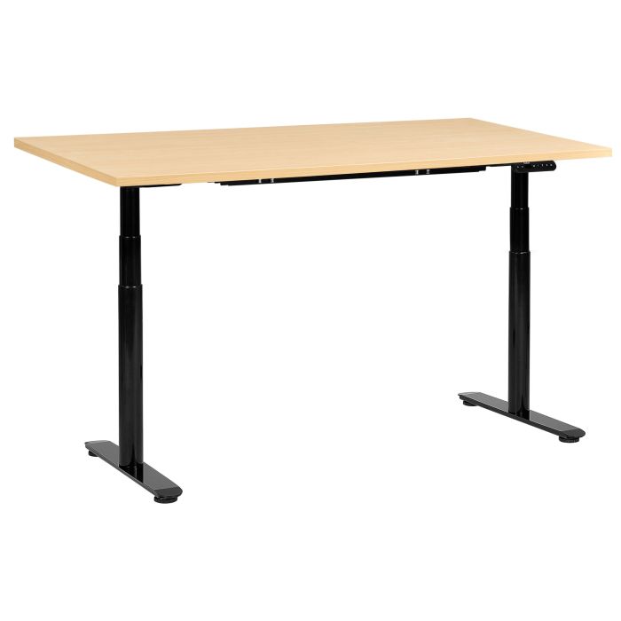 LEYBOURNE Electric Adjustable Standing Office Desk 160 cm - Black with Light Oak