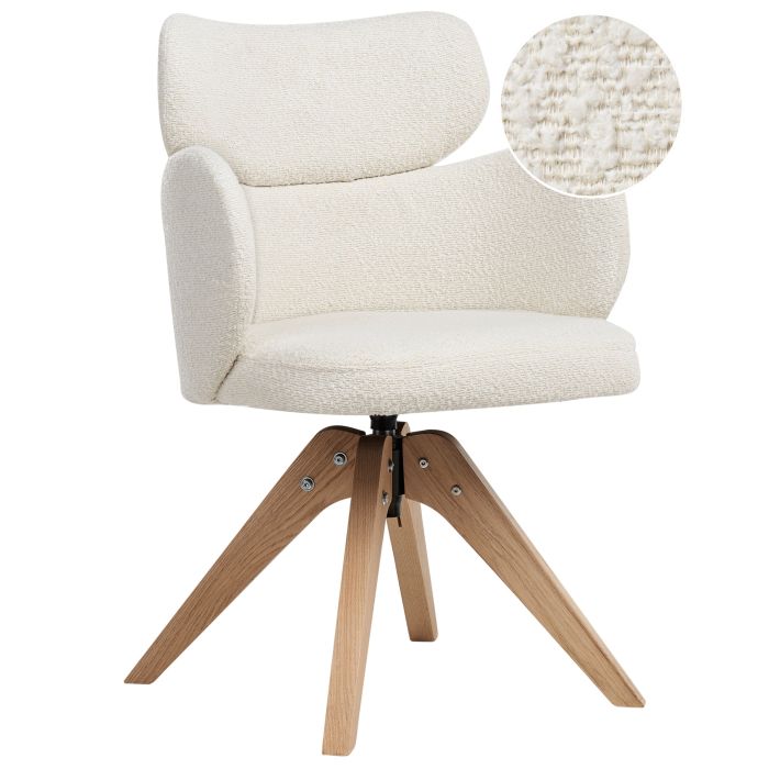 CHESLEIGHON Boucle Fabric Swivel Dining Chair - Light Beige