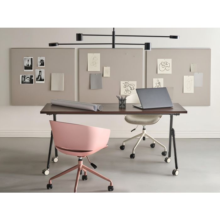 FEXUFA Foldable Office Desk - Dark Brown and Black, 160cm