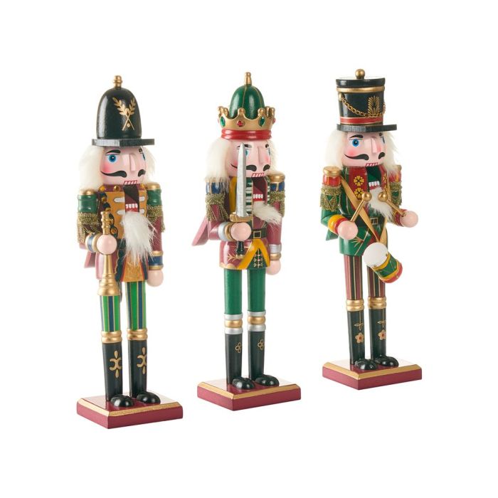 LJUSNOVA Set of 3 Nutcracker Christmas Decorations Figurines - Dark Green