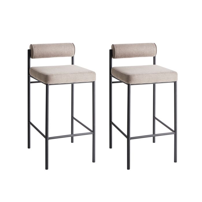 Set of 2 Bar Chairs AMAYA Fabric Taupe