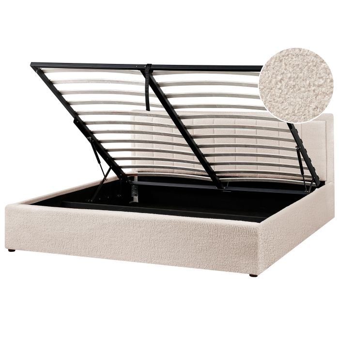 MONTI Ottoman Bedframe Boucle 180 x 200cm EU Super Kingsize Bed Beige