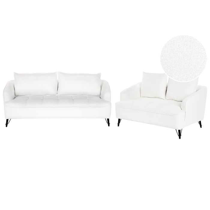 Boucle Sofa Set White HOBRO