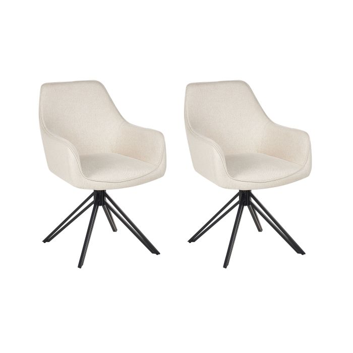 Set of 2 Dining Chairs Swivel JODAR Light Beige