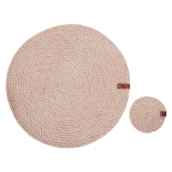 12 Piece Placemats and Coasters Set MUNTRIES Natural Jute