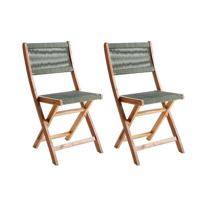 Set of 2 Garden Chairs PROSSEDI Folding Acacia Wood Green