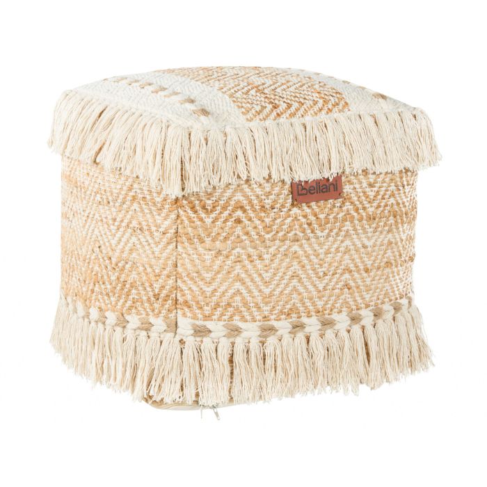 Jute Pouffe Beige ALUPOLA