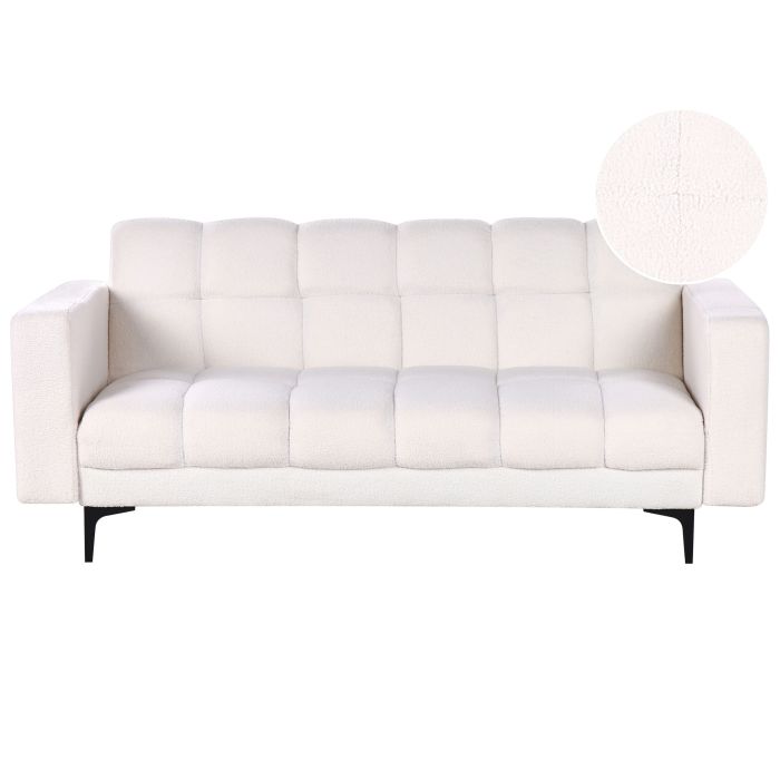 Boucle Sofa Bed White ALNES