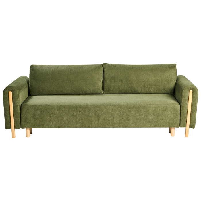 TREVAYNE Fabric 3 Seater Sofa Bed with Storage - Green