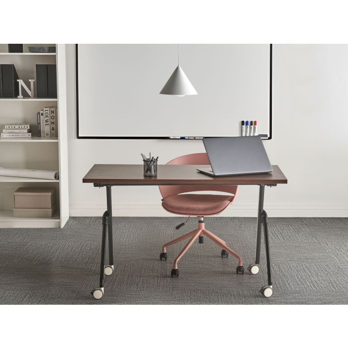 FEXUFA Foldable Office Desk - Dark Brown and Black, 120cm