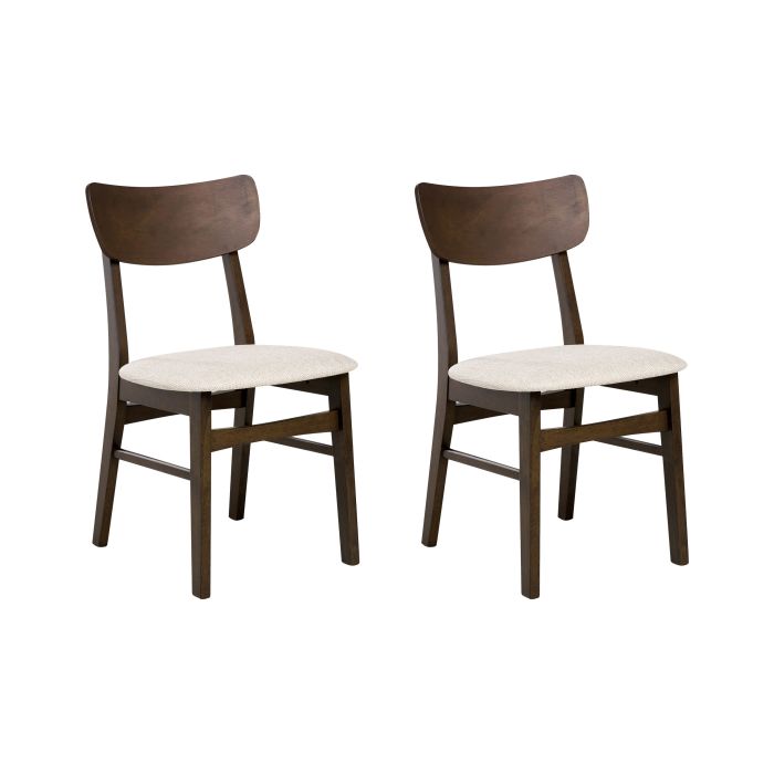 FILCOMBE Wooden Dining Chairs - Set of 2 - Dark Brown with Beige