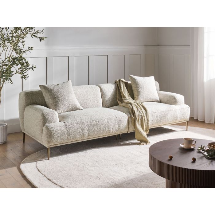 BAZILO Boucle Fabirc 3 Seater Sofa - Off White