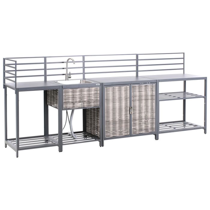 WYNGATE 4 Piece Outdoor Kitchen Set with Sink - Grey