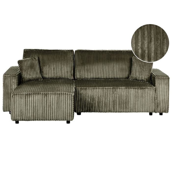 Corner Sofabed - ABRANO Right Hand Facing Jumbo Cord Green