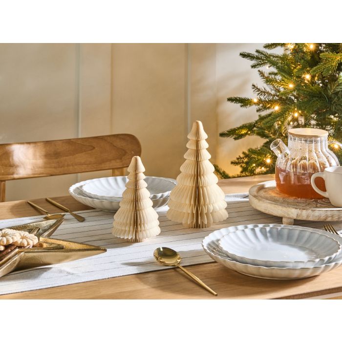 FEKUXA Christmas Decor Tree Figurine Set of 2 - Beige