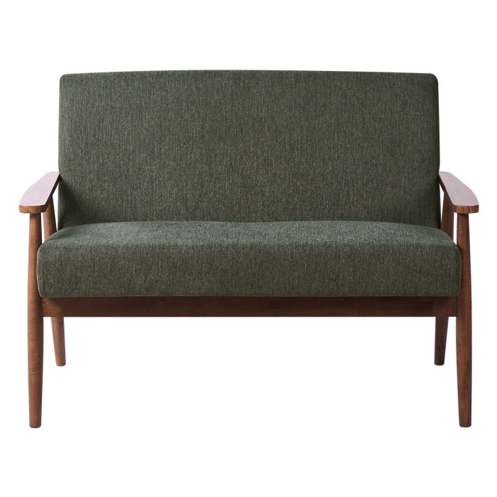 COLBOURNE Fabric 2 Seater Sofa - Green with Dark Oak