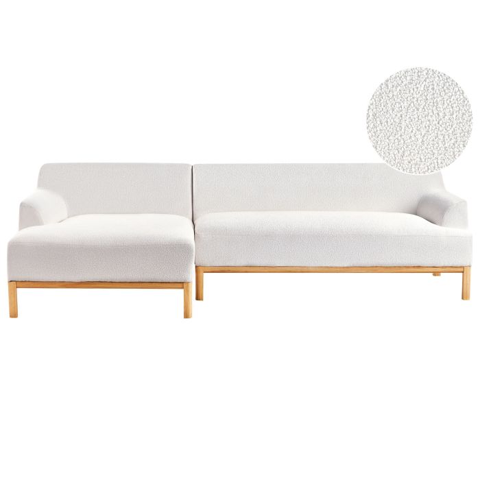 Right Hand Boucle Corner Sofa Off-White SOSJO