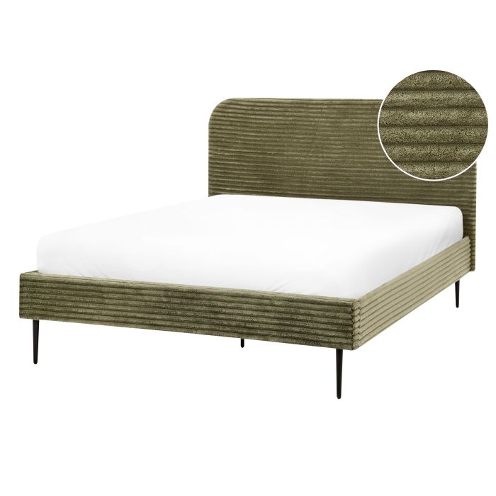 ALFYAT Bed Corduroy 140 x 200 cm (EU Double) Green