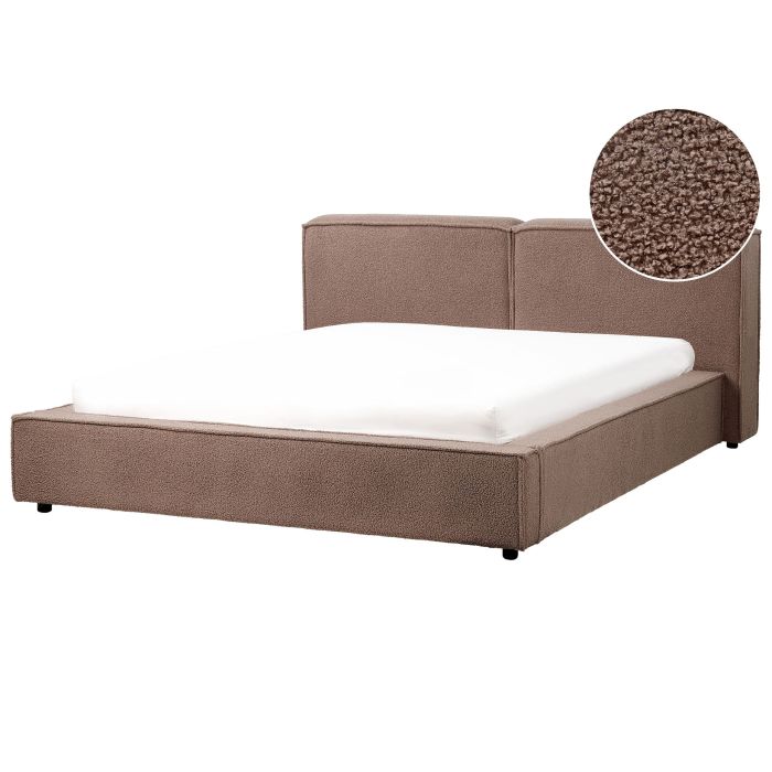 NEWARD Bedframe Boucle 160 x 200cm EU Kingsize Bed Brown