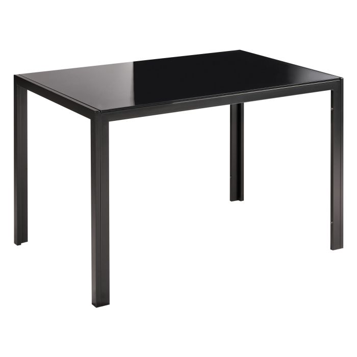 RAINFORDON Tempered Glass Rectangular Dining Table - Black
