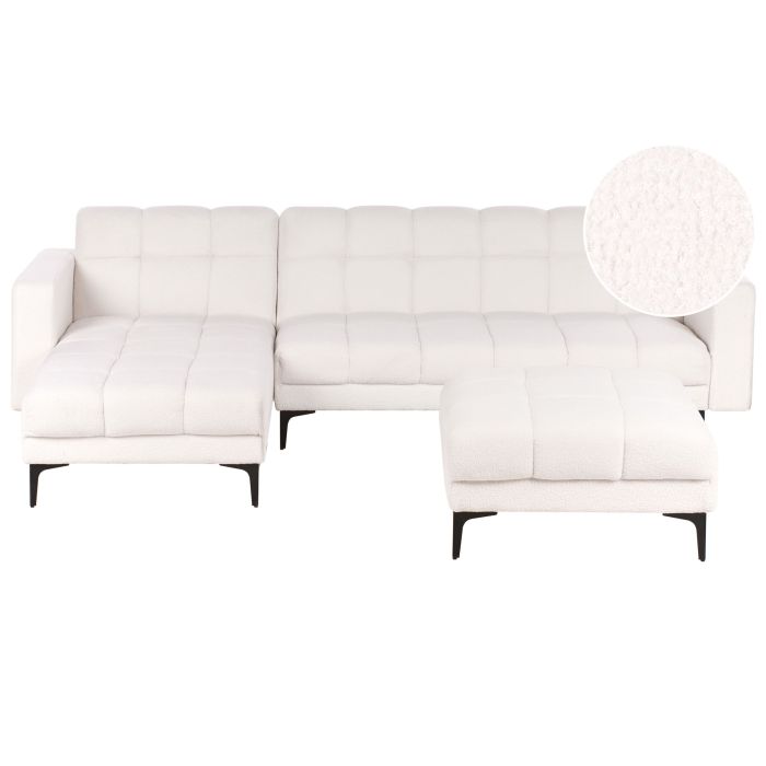 Corner Sofabed - ALNSE Right Hand Facing Boucle with Ottoman White
