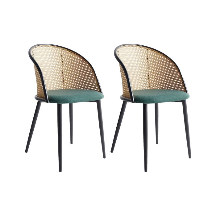 NORCELL Set of 2 Dining Chairs Metal Green